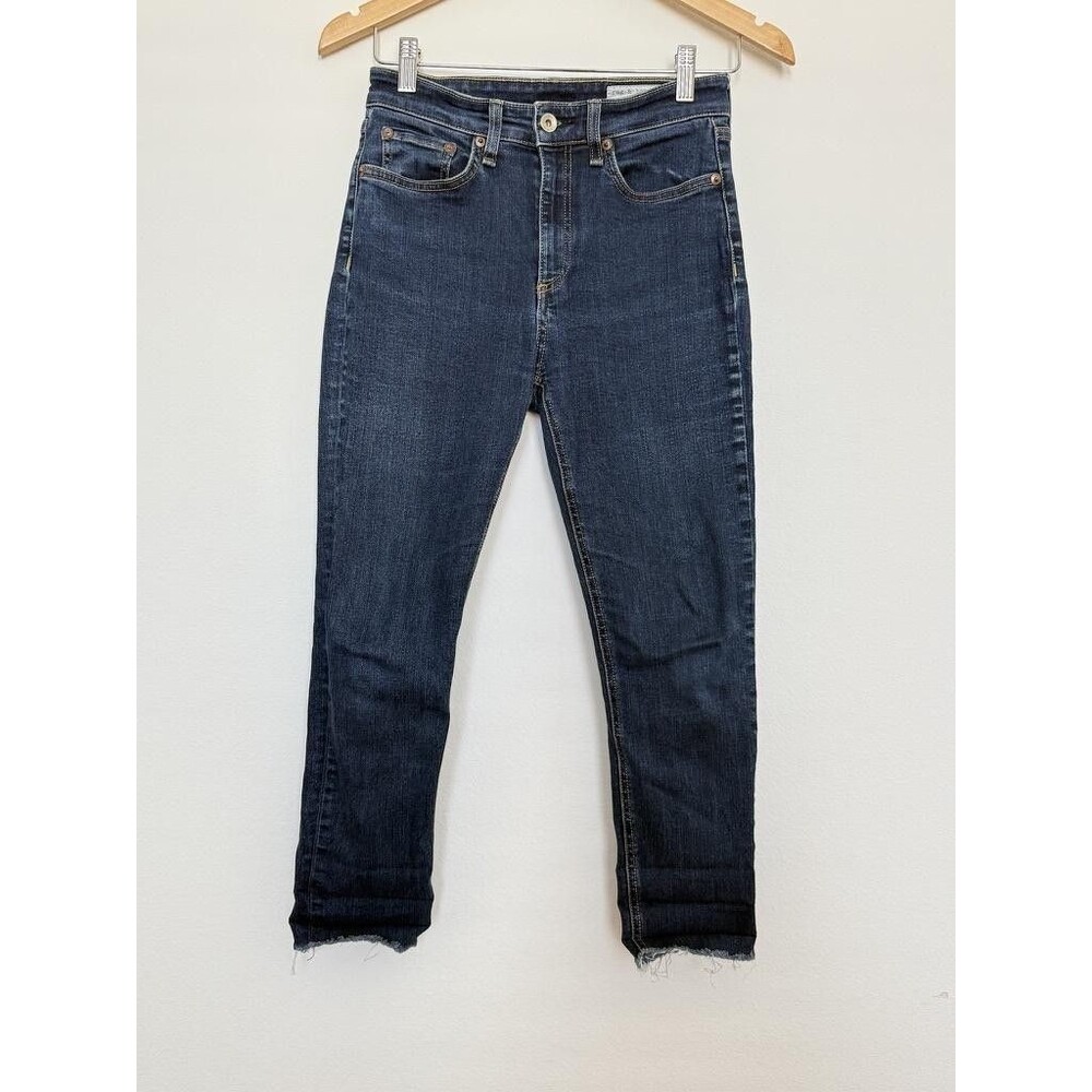 Rag & Bone Jeans Womens 25 Blue Nina High Rise Skinny Raw Hem Made USA Denim